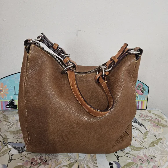 Coach Chelsie Pebbled Leather Shoulder Bag in Brown - Picture 7 of 9